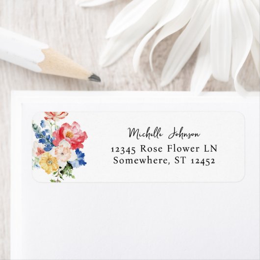 Spring Multi Color Florals Rücksendeadresse (Insitu)