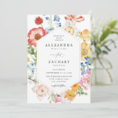 Spring Multi Color Florals Wedding 2 Einladung (Stehend Vorderseite)