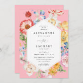Spring Multi Color Florals Wedding 2 pink Einladung (Vorne/Hinten)
