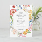 Spring Multi Color Florals Wedding 2up Einladung (Stehend Vorderseite)