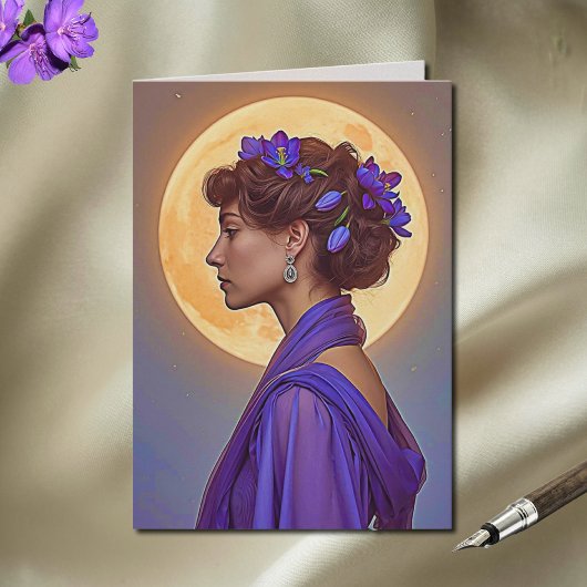 Spring Muse  in purple Folded Greeting Card Karte
