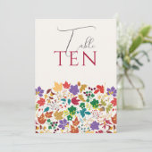 Spring Mustard Meadow Flower Wedding Table Number Einladung (Stehend Vorderseite)