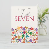Spring Mustard Meadow Flower Wedding Table Number Einladung (Stehend Vorderseite)