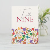 Spring Mustard Meadow Flower Wedding Table Number Einladung (Stehend Vorderseite)