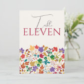 Spring Mustard Meadow Flower Wedding Table Number Einladung (Stehend Vorderseite)