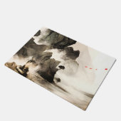 Spring Mystic Fox Misty Mountain Minimalist Zen Fußmatte (Schrägansicht)