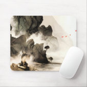 Spring Mystic Fox Misty Mountain Minimalist Zen Mousepad (Mit Mouse)