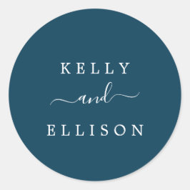 Spring Navy Blue und White Wedding Umschlag Aufkle Runder Aufkleber