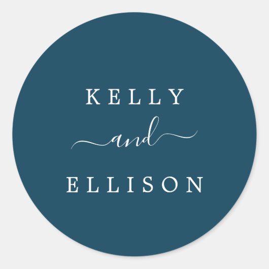 Spring Navy Blue und White Wedding Umschlag Aufkle Runder Aufkleber (Vorderseite)