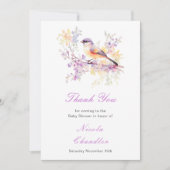 Spring Niedlich Bird Baby Dusche Dankeskarte (Vorderseite)