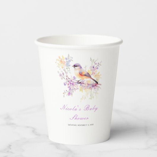 Spring Niedlich Bird Baby Dusche Pappbecher (Rückseite)