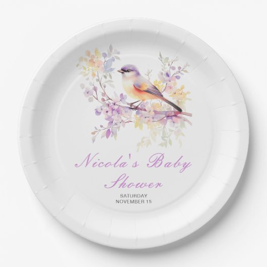 Spring Niedlich Bird Baby Dusche Pappteller (Vorderseite)