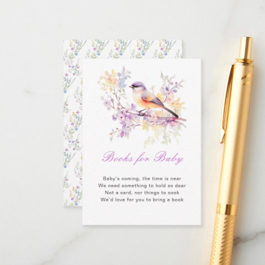 Spring Niedlich Bird Babydusche Bücher für Baby Begleitkarte (Vorderseite/Rückseite Beispiel)