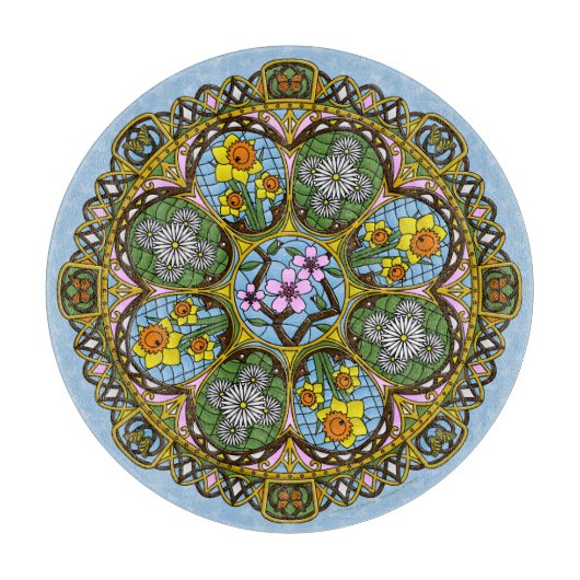 Spring Nouveau Glass Cutting Board Schneidebrett (Vorderseite)