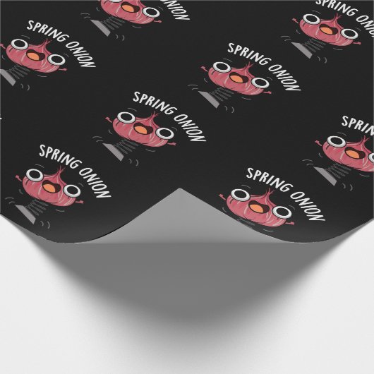Spring Onion Funny Veggie Pun Dark BG Geschenkpapier (Ecke)