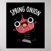 Spring Onion Funny Veggie Pun Dark BG Poster (Vorne)