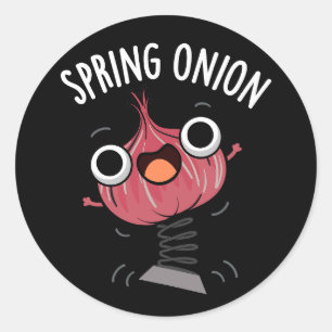 Spring Onion Funny Veggie Pun Dark BG Runder Aufkleber