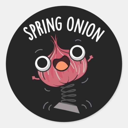 Spring Onion Funny Veggie Pun Dark BG Runder Aufkleber (Vorderseite)