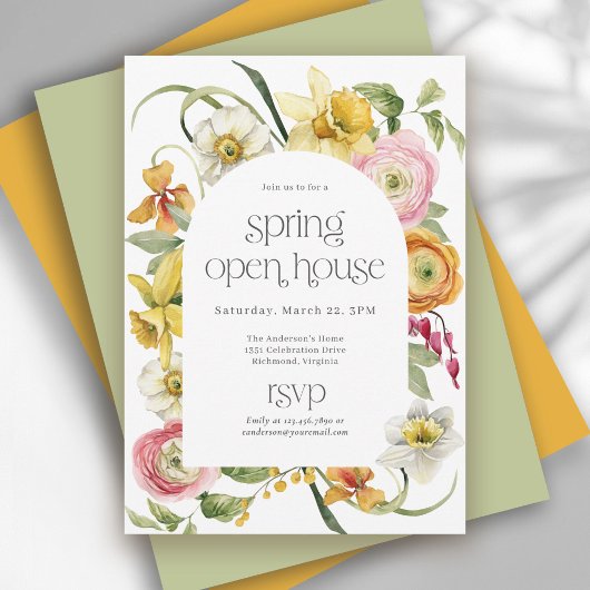 Spring Open House Bright Watercolor Floral Einladung