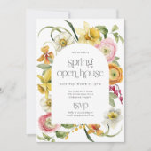 Spring Open House Bright Watercolor Floral Einladung (Vorderseite)