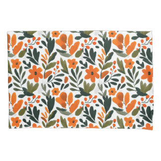 Spring Orange Flowers Chic Elegant Floral Pattern Kissenbezug