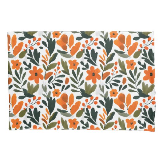Spring Orange Flowers Chic Elegant Floral Pattern Kissenbezug (Vorderseite)