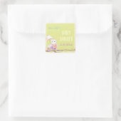 Spring Owls Baby Boy Dusche Quadratischer Aufkleber (Tasche)