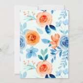 Spring Paint Blue Orange Florals Paare Dusche in Einladung (Rückseite)