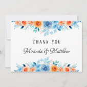 Spring Paint Blue Orange Florals Wedding Vielen Da Einladung (Vorderseite)