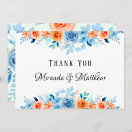Spring Paint Blue Orange Florals Wedding Vielen Da Einladung