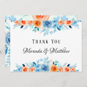 Spring Paint Blue Orange Florals Wedding Vielen Da Einladung