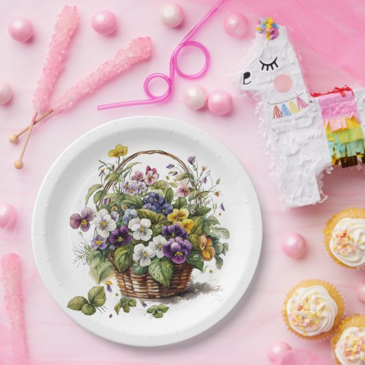 Spring Pansy Pappteller (Party)