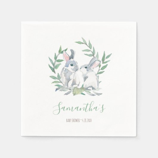 Spring Party Theme Bunny Watercolor Napkins Serviette (Vorderseite)
