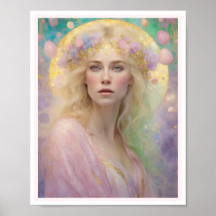 Spring Pastel Art Deco Weibliche blonde Rose Poster