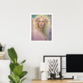 Spring Pastel Art Deco Woman Blond Haare Osterfeie Poster (Heimbüro)