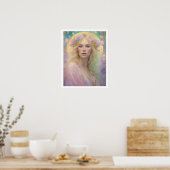 Spring Pastel Art Deco Woman Blond Haare Osterfeie Poster (Küche)