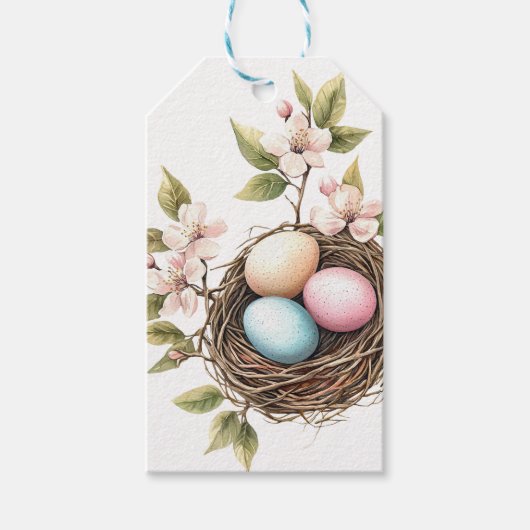 Spring Pastel Bird's Nest Gift Tag Geschenkanhänger (Vorderseite)