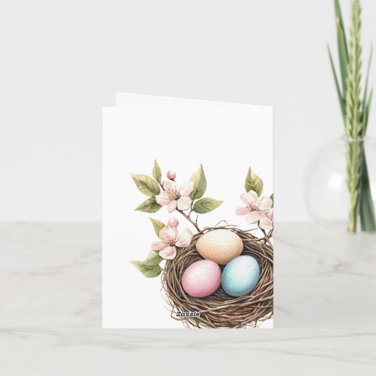 Spring Pastel Bird's Nest Note Card (Rückseite)