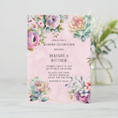 Spring Pastel Floral Bouquet Geometric Wedding Inv Einladung (Stehend Vorderseite)