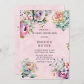 Spring Pastel Floral Bouquet Geometric Wedding Inv Einladung (Vorne/Hinten)
