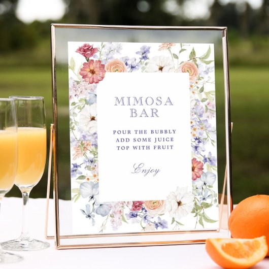Spring Pastel Floral Brautparty Mimosa Bar Poster