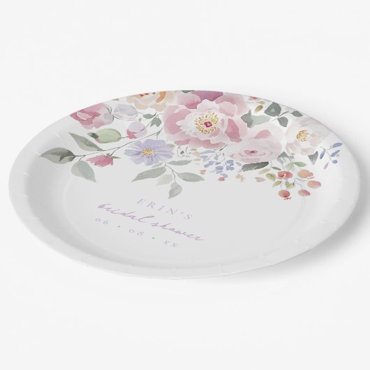 Spring Pastel Floral Brautparty Pappteller (Schrägansicht)