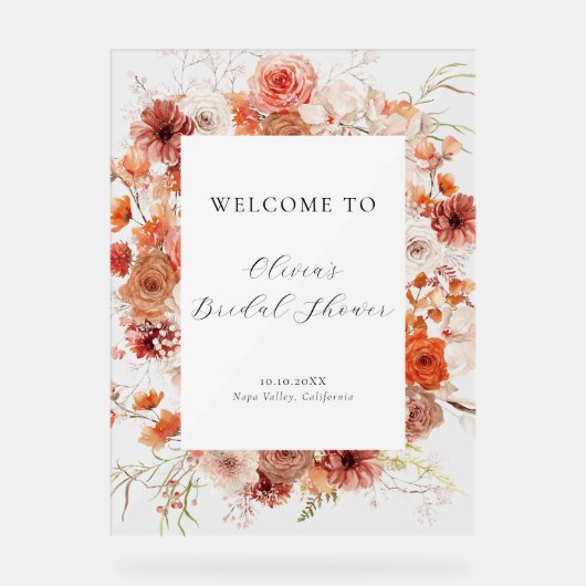 Spring Pastel Floral Brautparty Willkommen Acrylschild (Vorderseite)