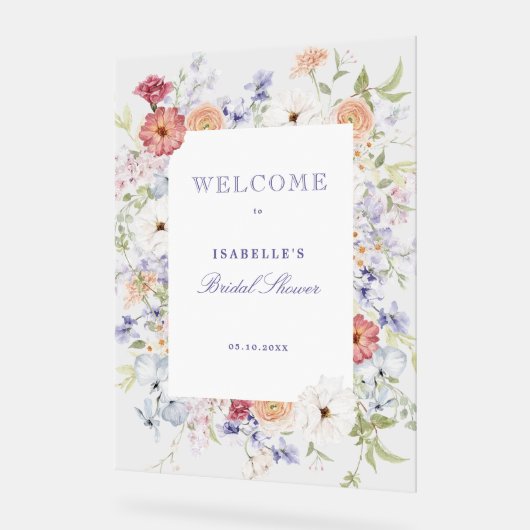 Spring Pastel Floral Brautparty Willkommen Acrylschild (Winkel)