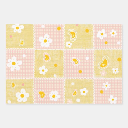 Spring Pastel Floral & Hearts Geschenkpapier Set (Vorderseite)