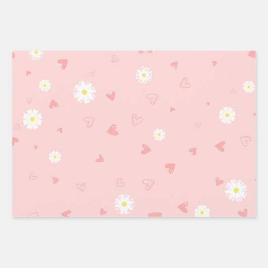 Spring Pastel Floral & Hearts Geschenkpapier Set (Vorderseite)