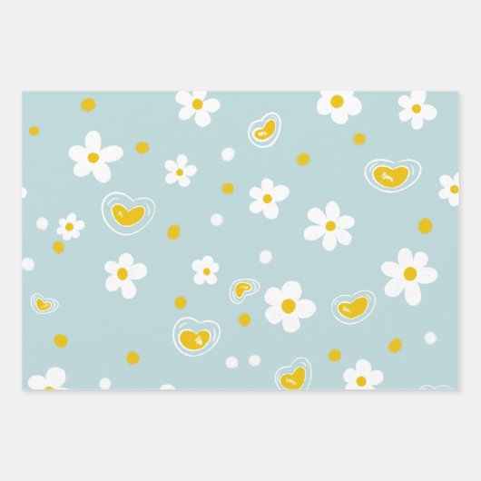 Spring Pastel Floral & Hearts Geschenkpapier Set (Vorderseite 3)