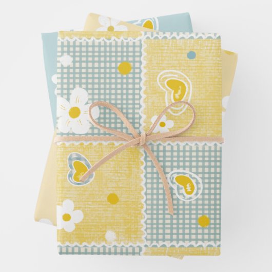 Spring Pastel Floral & Hearts Geschenkpapier Set (Beispiel)