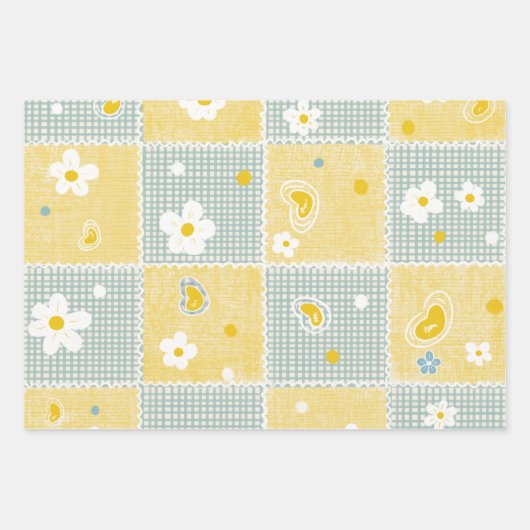 Spring Pastel Floral & Hearts Geschenkpapier Set (Vorderseite)