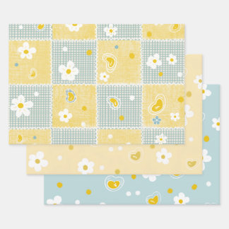 Spring Pastel Floral & Hearts Geschenkpapier Set